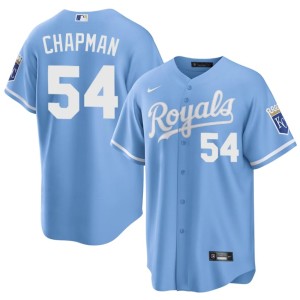 KC Popular Mens Blue Aroldis Chapman #54 Jersey 215151-337