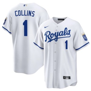 Men's 2026-27 #1 KC Royals Isaac Collins White Jerseys 607099-838