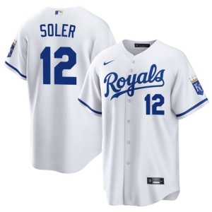Authentic Men White #12 KC Jorge Soler Jersey 752519-848