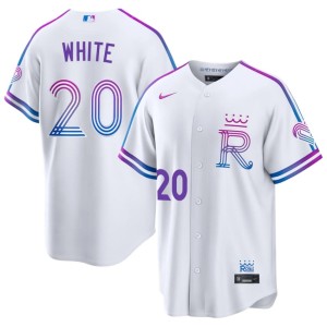 City Connect KCR Replica White Frank White #20 Mens Jerseys 137414-808