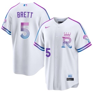 City Connect Mens Popular White The Crowns #5 George Brett Jerseys 882830-568