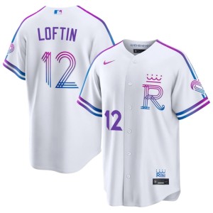 City Connect Nick Loftin Mens White KC Royals Game #12 Jersey 463113-241