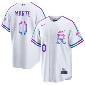 City Connect Men White KC Starling Marte #0 Replica Jerseys 514287-963