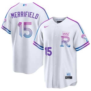City Connect #15 Authentic Men's Kansas City Royals White Whit Merrifield Jerseys 507372-350