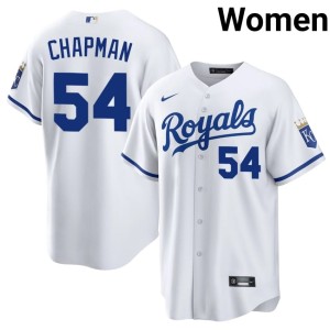 KCR #54 White Aroldis Chapman Official Women Jersey 773675-830