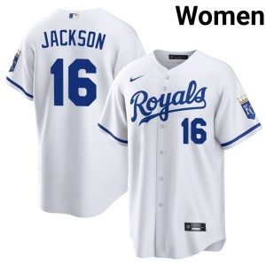 The Boys in Blue White Embroidery Women's Bo Jackson #16 Jerseys 608749-467