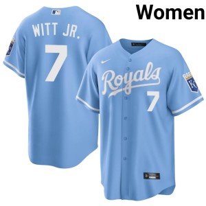 KC Bobby Witt Jr. Women Blue MLB #7 Jerseys 948081-941