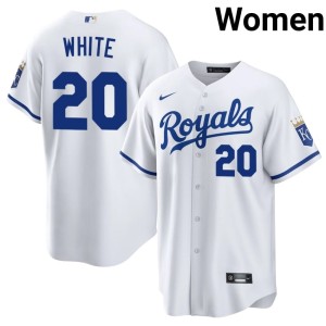 Embroidery #20 Women's White Royals Frank White Jersey 209732-187