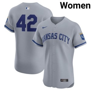 The Boys in Blue #42 Jackie Robinson Day Gray MLB Women Jerseys 205308-971
