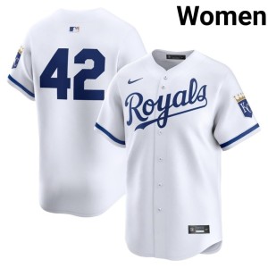 KC Royals #42 Womens Jackie Robinson Day Popular White Jerseys 309503-823