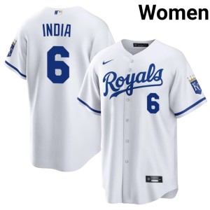 Women White Jonathan India #6 The Blue Crew Embroidery Jersey 735447-858