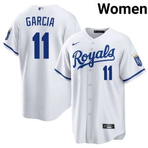Womens Stitched Kansas City Royals Maikel Garcia White #11 Jersey 549613-750