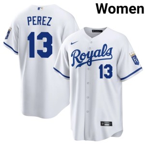 #13 Women's Salvador Perez Player White KCR Jerseys 635168-632