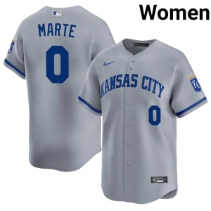 KC Royals Starling Marte #0 Gray Player Women Jersey 387719-753