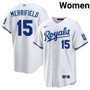Women's #15 KC Whit Merrifield White MLB Jerseys 557880-750