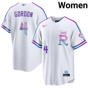 City Connect KCR Replica Women Alex Gordon White #4 Jerseys 986577-850