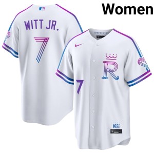 City Connect #7 Replica White Bobby Witt Jr. KC Women Jersey 675378-135