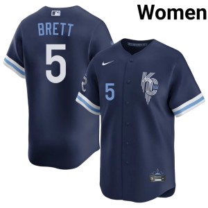 City Connect Women's Navy #5 Game George Brett KCR Jerseys 333015-907