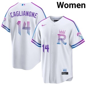 City Connect Jac Caglianone #14 Kansas City Royals New White Women's Jerseys 209689-715