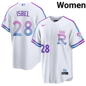 City Connect #28 The Blue Crew Game Women's Kyle Isbel White Jerseys 563351-570