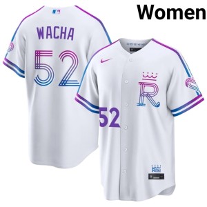 City Connect Authentic Women's #52 White Michael Wacha KC Royals Jersey 477538-549