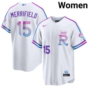 City Connect Game #15 Women's Whit Merrifield KC White Jersey 248143-783