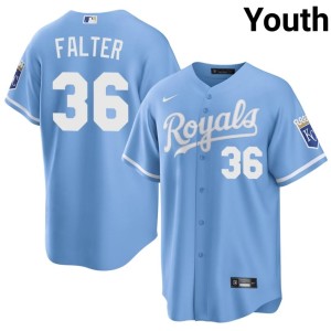 #36 Royals Blue Embroidery Youth Bailey Falter Jerseys 356247-205