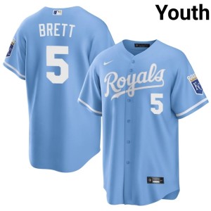 #5 Youth George Brett Royals MLB Blue Jerseys 965528-644