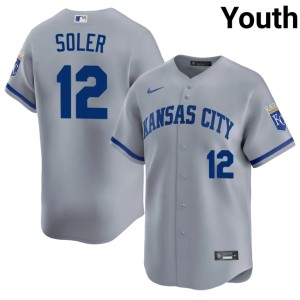 #12 Gray Royals Jorge Soler MLB Youth Jersey 908114-160