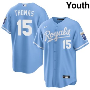 The 'Yals Stitched Youth Lane Thomas #15 Blue Jerseys 336801-476