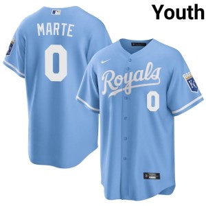 Youth Embroidery #0 KC Royals Blue Starling Marte Jerseys 790847-488