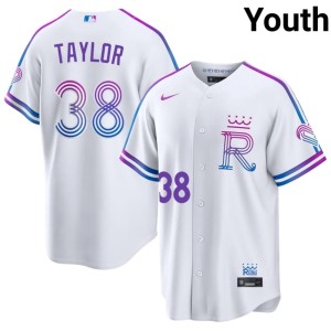City Connect Youth New Josh Taylor KC Royals #38 White Jerseys 612178-129