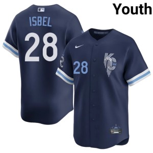 City Connect Kyle Isbel Youth Stitched #28 Navy KCR Jerseys 952607-352