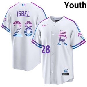City Connect #28 Kyle Isbel New Youth KCR White Jerseys 578915-193