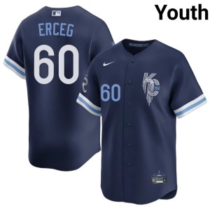 City Connect #60 Lucas Erceg Kansas City Royals Popular Youth Navy Jersey 348319-726