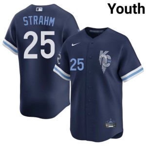 City Connect #25 Matt Strahm MLB KC Youth Navy Jersey 439860-833
