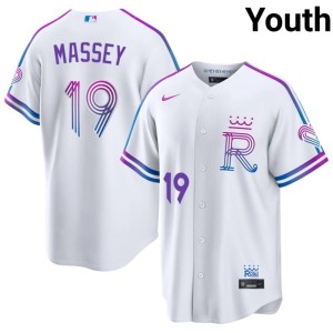 City Connect Michael Massey #19 The Boys in Blue White Youth Game Jersey 155774-717