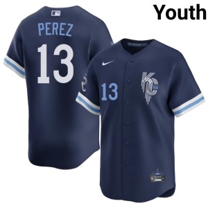 City Connect Navy #13 Youth Salvador Perez The Crowns Stitched Jerseys 613946-631