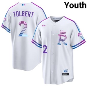 City Connect #2 New KC Royals Youth Tyler Tolbert White Jersey 101374-616